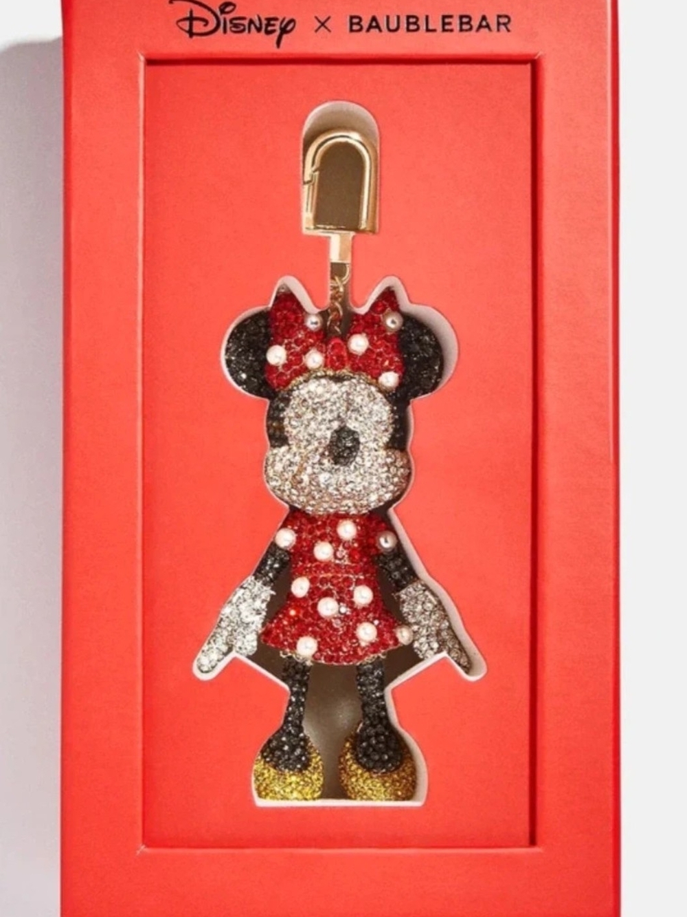 Minnie Mouse Baublerbar Red Glitter Keychain